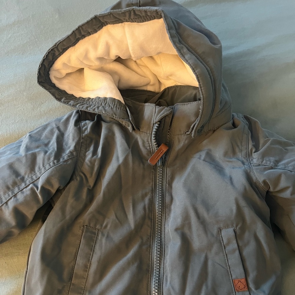 Barley used sage green baby jacket from H&M.